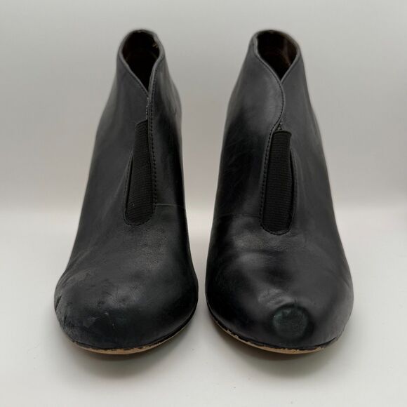 Julianne Hough 4 Sole Society Joey Black Leather Stiletto Pull On Ankle Booties - Picture 3 of 8